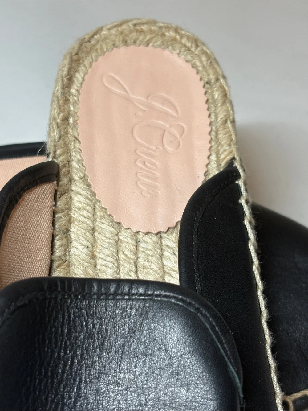 J. crew Black Leather and Jute Espadrille Mule Size 7.5